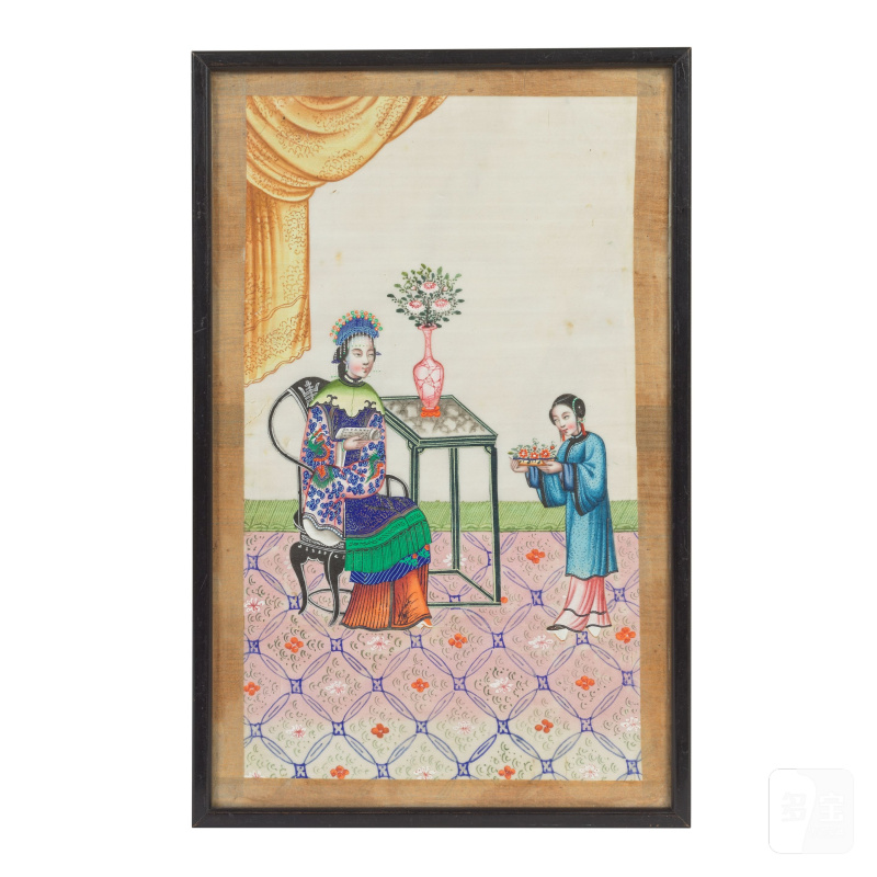 中國畫家 十九世紀 室内人物一組十二幅 水粉紙本 鏡框 | CHINESE ARTIST (19TH CENTURY) - 图11